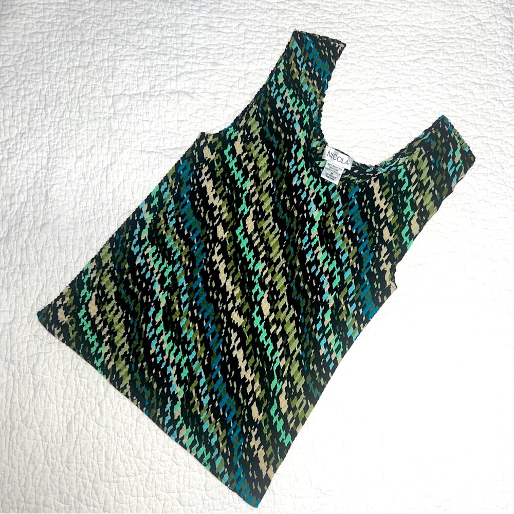 Nicola Women's Multicolored Earthtone Crepe Stretch Tank Top; M